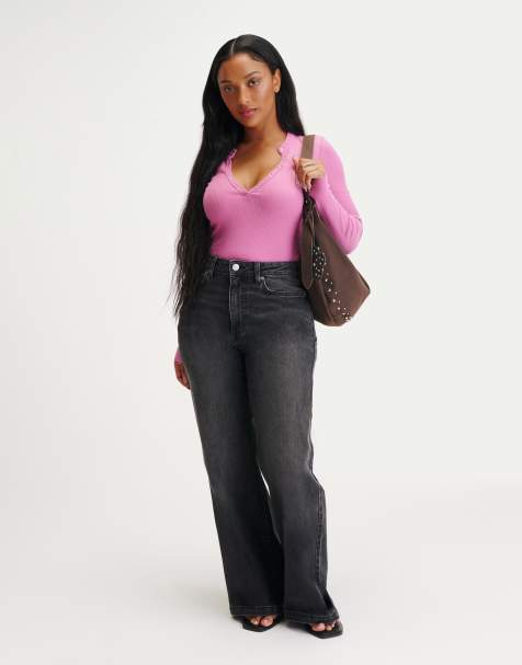 Cotton On Curvy stretch wide jean in black  - BLACK - view 1