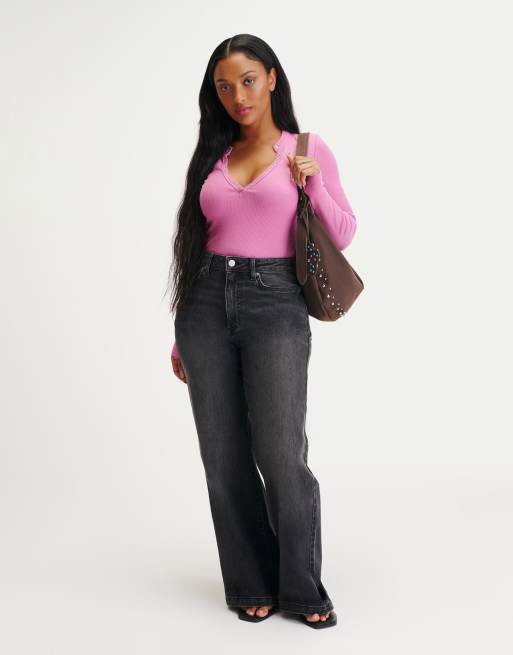 Cotton  On Curvy stretch wide jean in black 
