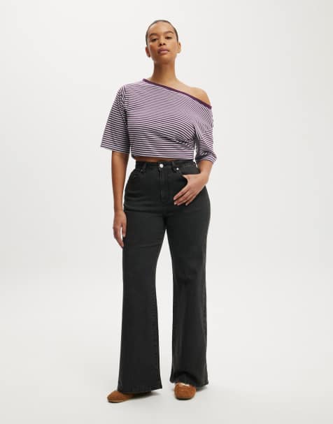 Cotton On Curvy stretch wide jean in black - view 1