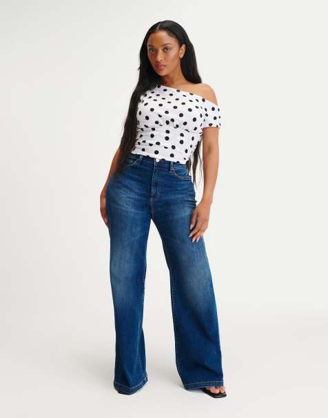 Cotton  On Curvy stretch wide jean in blue - view 1
