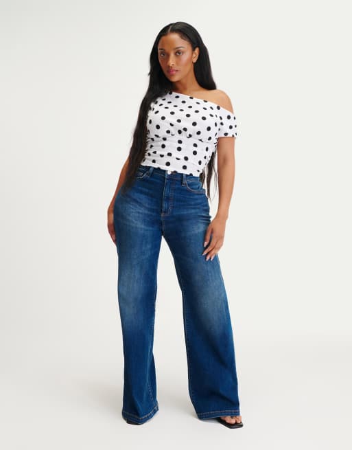 Cotton  On Curvy stretch wide jean in blue 