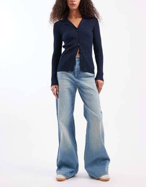 Cotton On curvy stretch wide leg jean in delusion blue - view 1