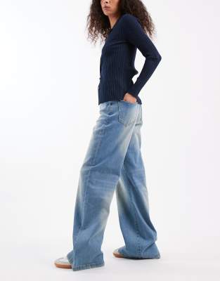 Cotton On Curvy Stretch Wide Leg Jean In Blue