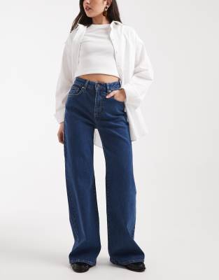 Cotton On Curvy Stretch Wide Leg Jean In Blue
