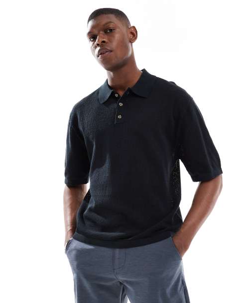 Cotton On short sleeve knitted polo in black