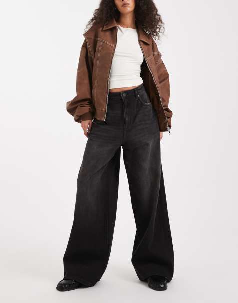 Cotton On – Czarne bardzo luźne jeansy o fasonie boyfriend w stylu lat 2000. z efektem sprania - view 1