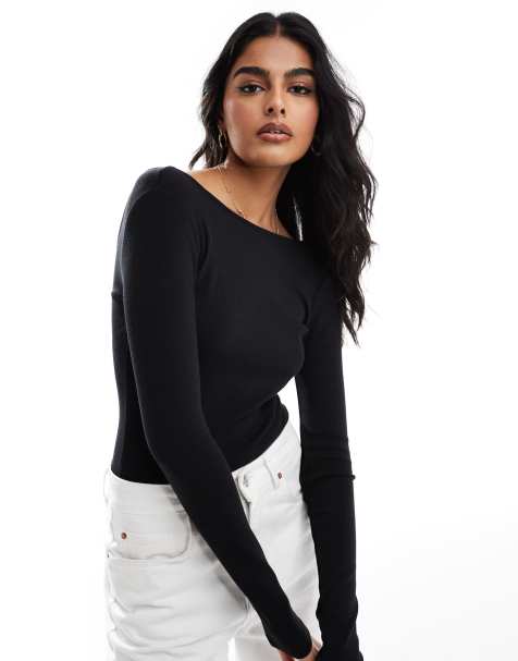 Cotton On – Czarne prążkowane body z odkrytymi plecami - view 1