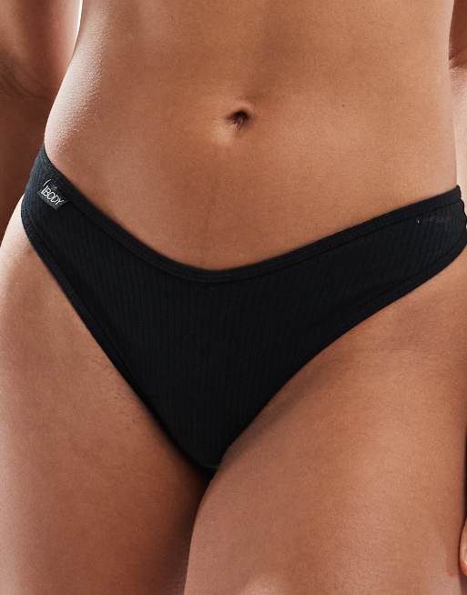 Cotton On – Czarne stringi z prążkowanej bawełny, 3 z 4