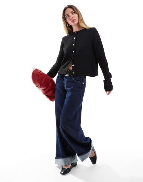 Cotton On crew neck cardigan in black