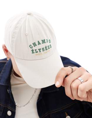 Cotton:On Cotton On dad cap with Champs Elysees embroidery-White