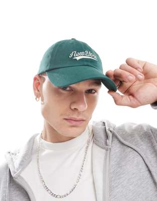 Cotton:On Cotton On dad cap with New York embroidery in washed green