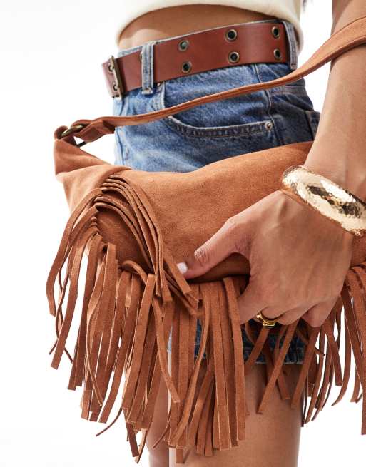 Cotton On Dahlia boho fringe underarm bag in sandstone, 2 of 4