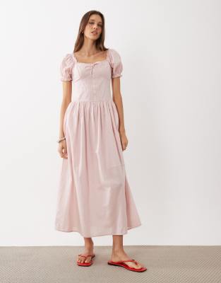 Cotton On – Daisy – Ljusrosa midaxiklänning — klänning med fickor från ASOS