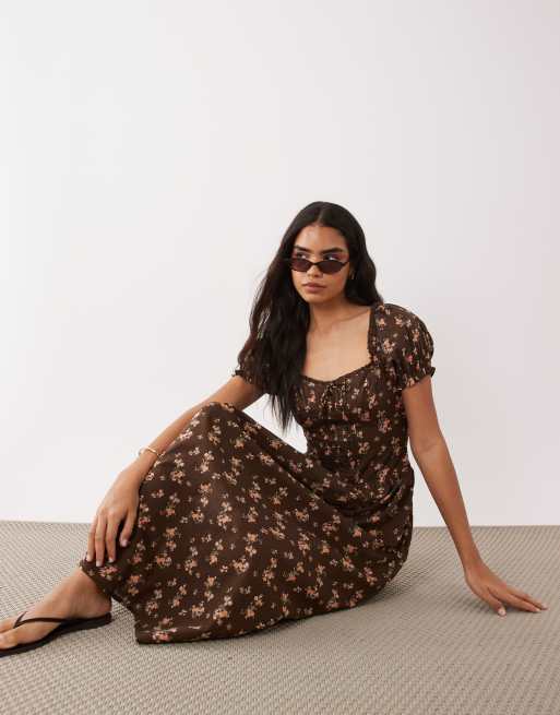 Cotton On Daisy midaxi dress in dark oak, 3 of 4