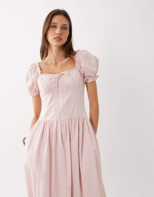 Cotton On - Daisy - Vestito con gonna al polpaccio color fiore di ciliegio, 4 di 4