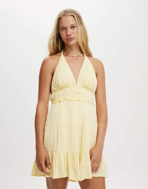 Cotton On Danielle halter dress in lemon icing - view 1