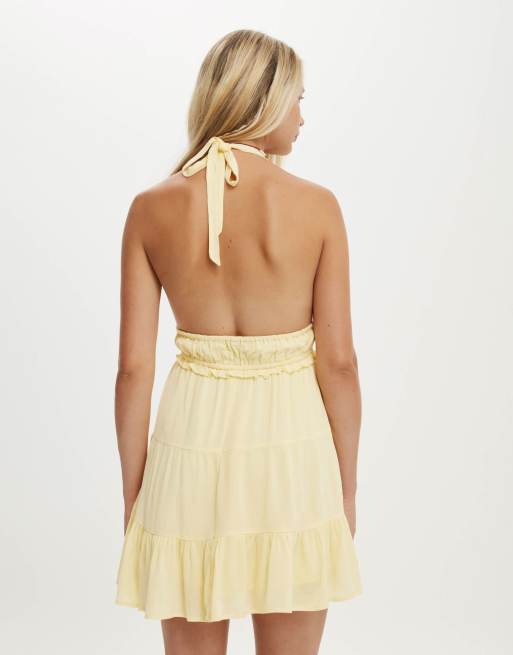 white christmas dresses Yellow Button Short Sleeve Midi Dress & Reviews - Yellow - Dresses