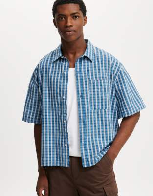 darby contrast short / blue check plaid