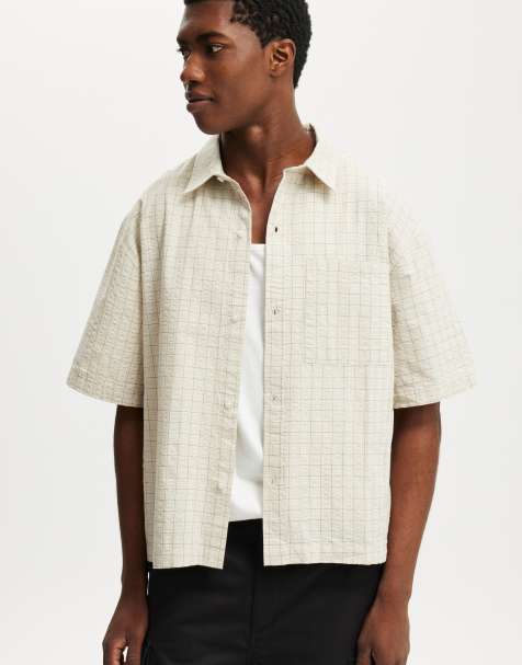 Cotton On Darcy short sleeve shirt in bone grid check - view 1