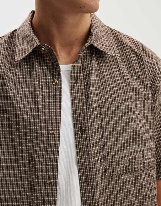 Cotton On Darcy short sleeve shirt in choc check, 4 of 4