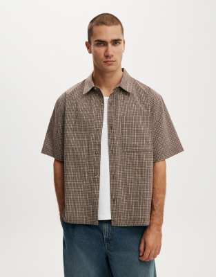 Cotton On darcy short sleeve shirt in chocolate plaid chocolate plaid