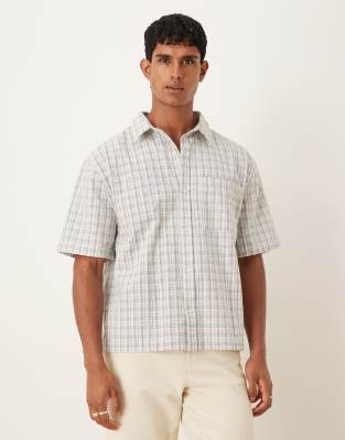 Cotton On darcy short sleeve shirt in off white plaid off white check