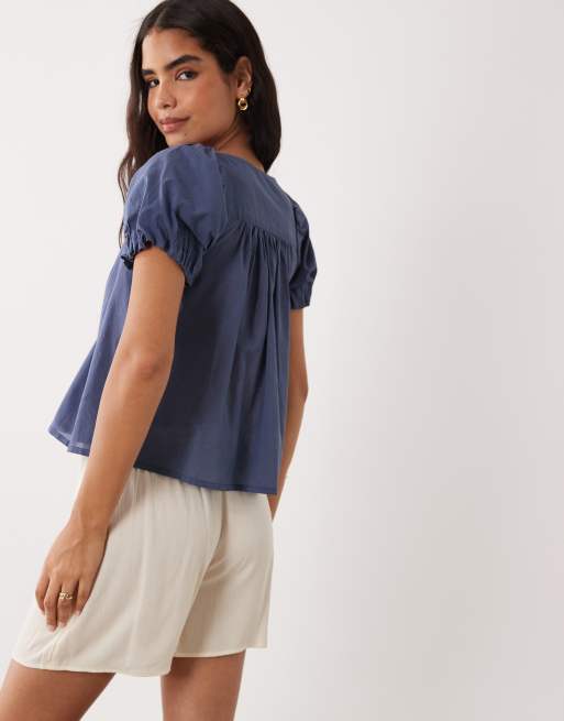 Cotton On - Daydream - Top babydoll blu navy, 4 di 4