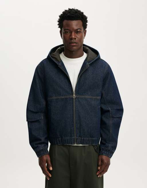 Cotton On Denim hooded bomber jacket in shutter blue, 2 of 4