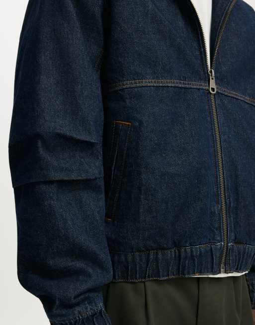Cotton On Denim hooded bomber jacket in shutter blue, 3 of 4