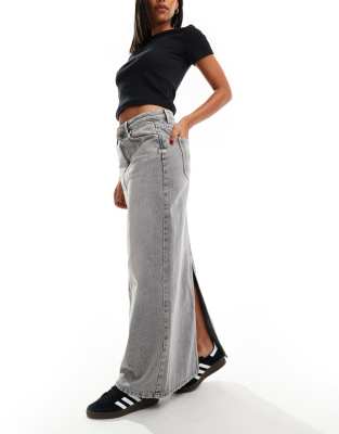 Cotton:On Cotton On denim maxi skirt in ash grey