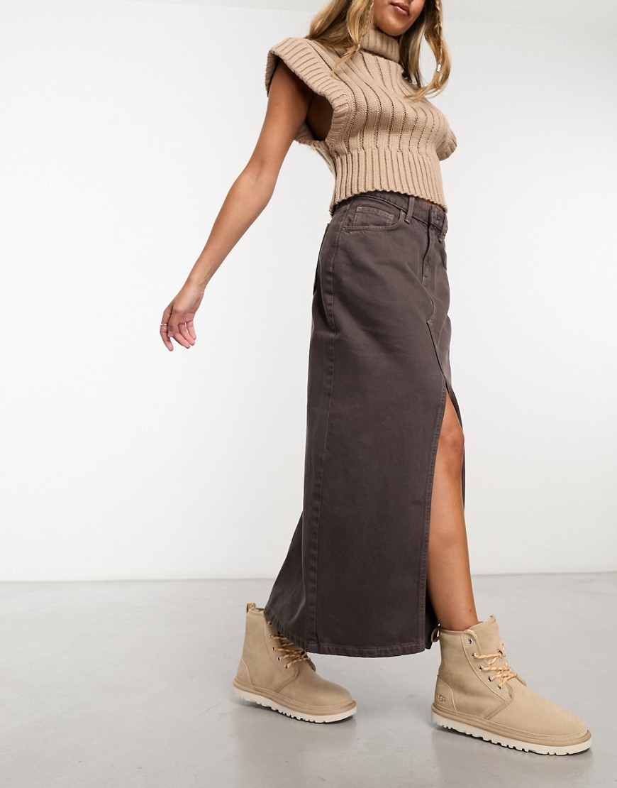 Cotton:On Cotton On denim maxi skirt in brown
