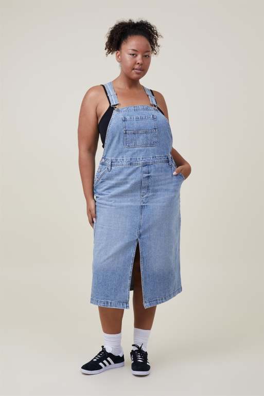 Midi denim 2025 pinafore dress