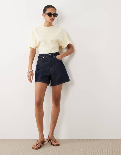 Cotton On - Denim short in jaren 90-stijl met hoge taille in blauw - view 1