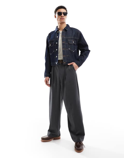 Cotton On denim worker jacket in shutter blue