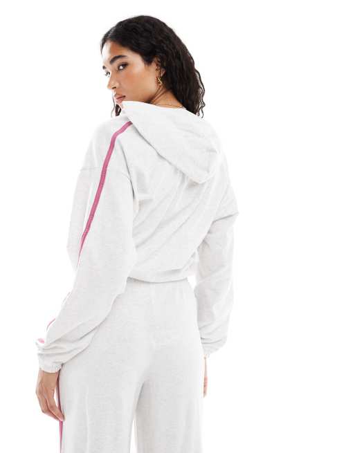 Cotton On departure lounge crop hooded zip through in grey, 4 of 4