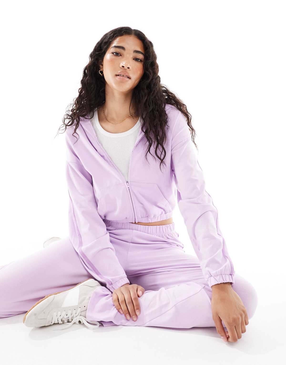 Cotton On departure lounge crop hooded zip through in pink