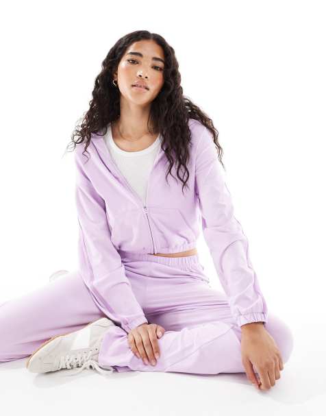 Cotton On departure lounge crop zip up hoodie in pink - view 1