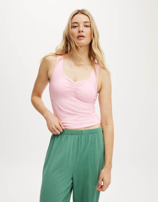Cotton  On Departure lounge scoop tank in pink 