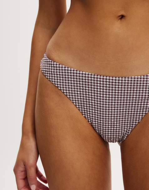 Cotton On Dip front high side brazilian bikini bottom in brown - view 1