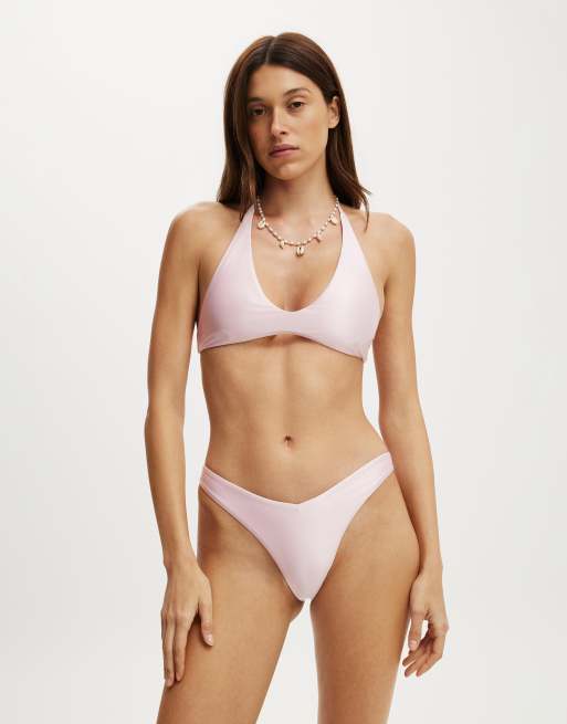 Cotton On Dip front high side brazilian bikini bottom in burgundy, 3 of 4