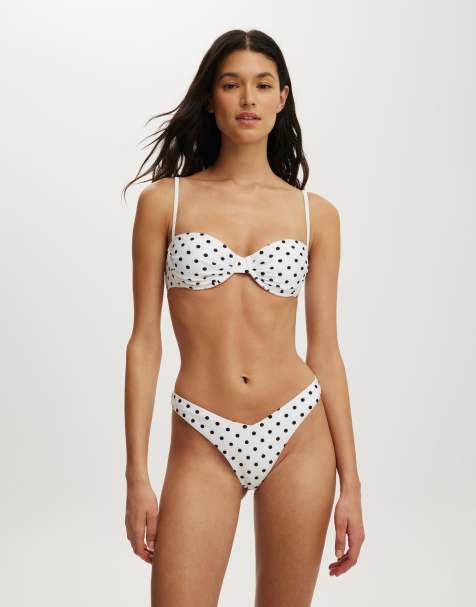 Cotton On Dip front high side brazilian bikini bottom in off-white - view 1