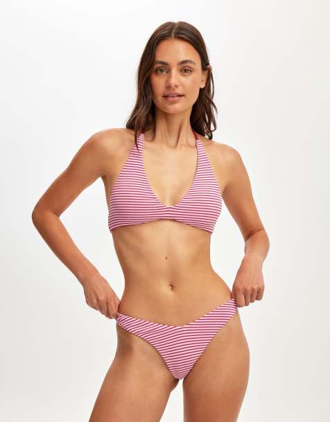 Cotton On Dip front high side brazilian bikini bottom in red - view 1