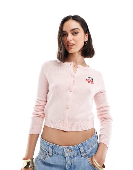 Cotton On – Dopasowany kardigan z dzianiny o warkoczowym splocie z motywem Betty Boop