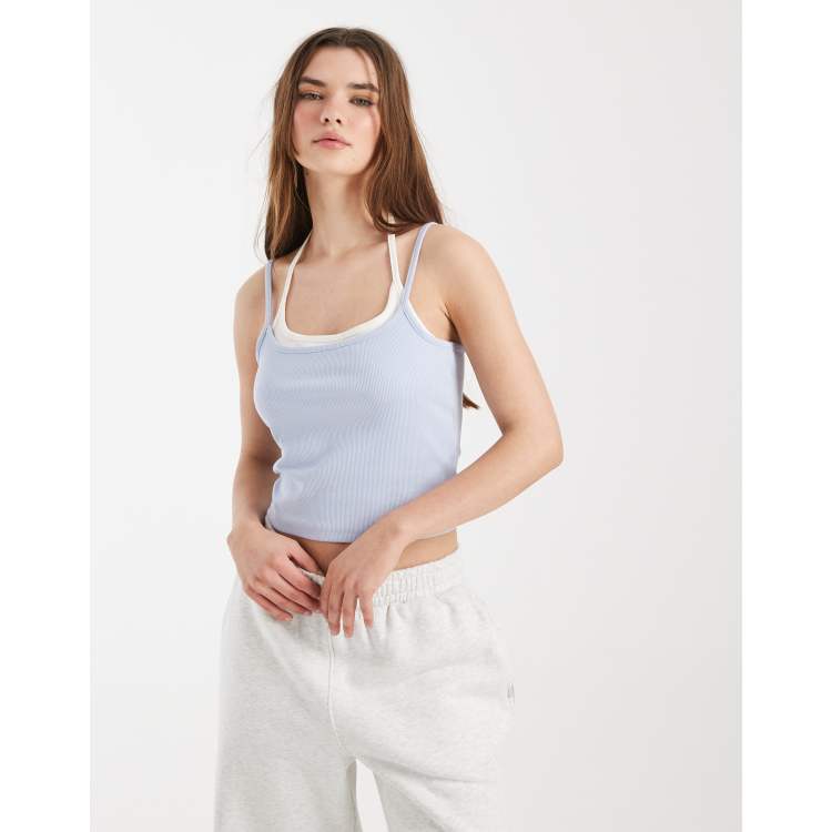Cotton On double layer cami top in steely blue wash | ASOS