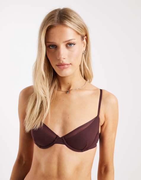 Cotton On double layer underwire bra in chocolate plum - view 1