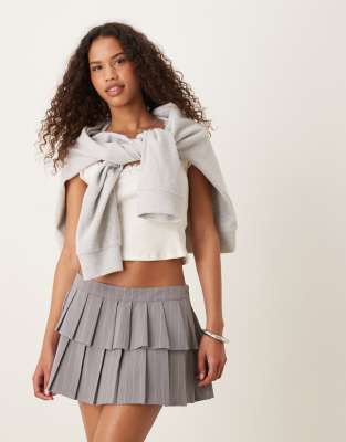 Cotton On Double Pleated Mini Skirt In Grey