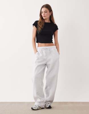 Cotton On Double Waistband Plush Barrel Leg Sweatpants In Neutral