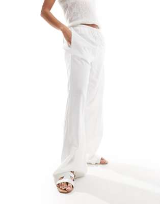 Cotton:On Cotton On drawstring straight leg pants in white linen