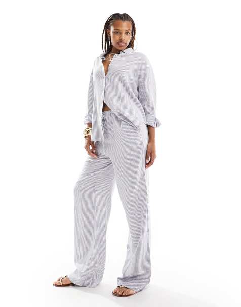 Cotton On drawstring straight leg trousers in linen - view 1