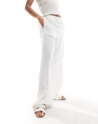 Cotton:On Cotton On drawstring straight leg trousers in white linen